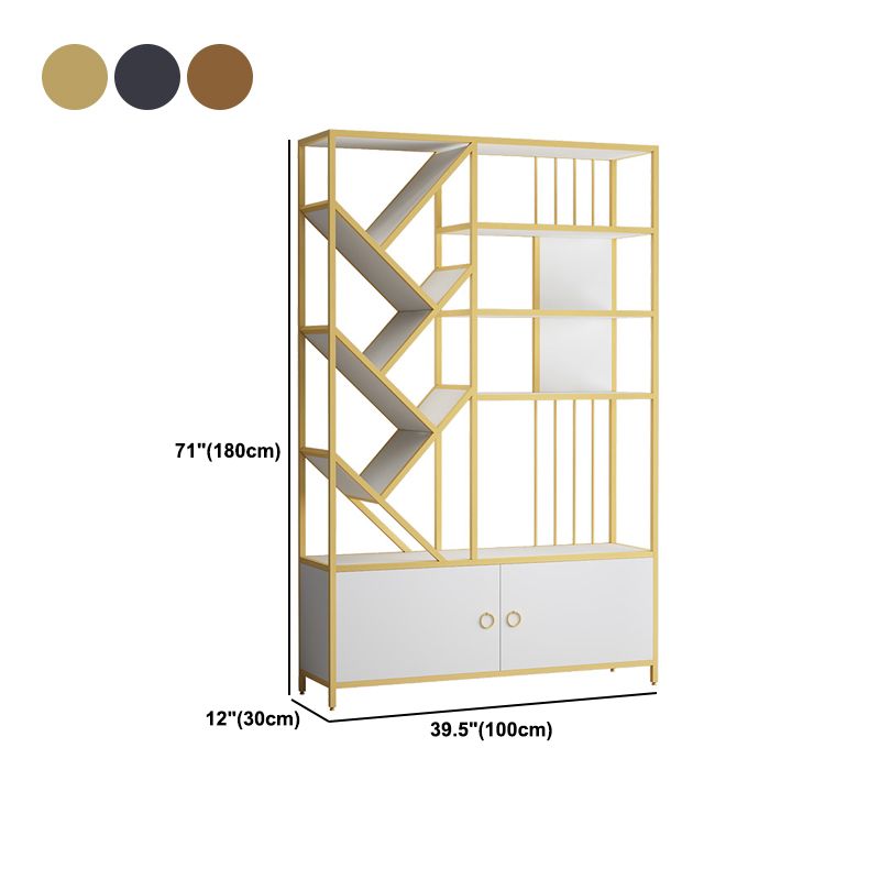 Scandinavian Open Back Bookshelf Metal Bookcase with Cabinet