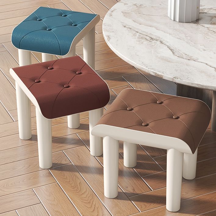 Contemporary Ottoman Faux Leather Acrylic Frame Tufted Rectangle Ottoman