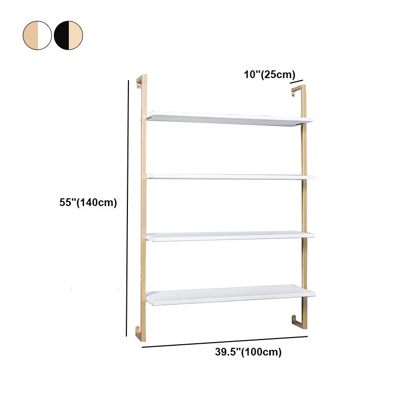 Contemporary Wall Unit Bookcase Metal Frame Pine Wood Shelf Bookshelf