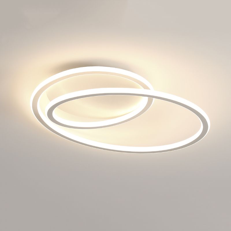 1-Light Ribbon Led Flush Mount Fixture Modern Style Metal Semi Mount Lighting