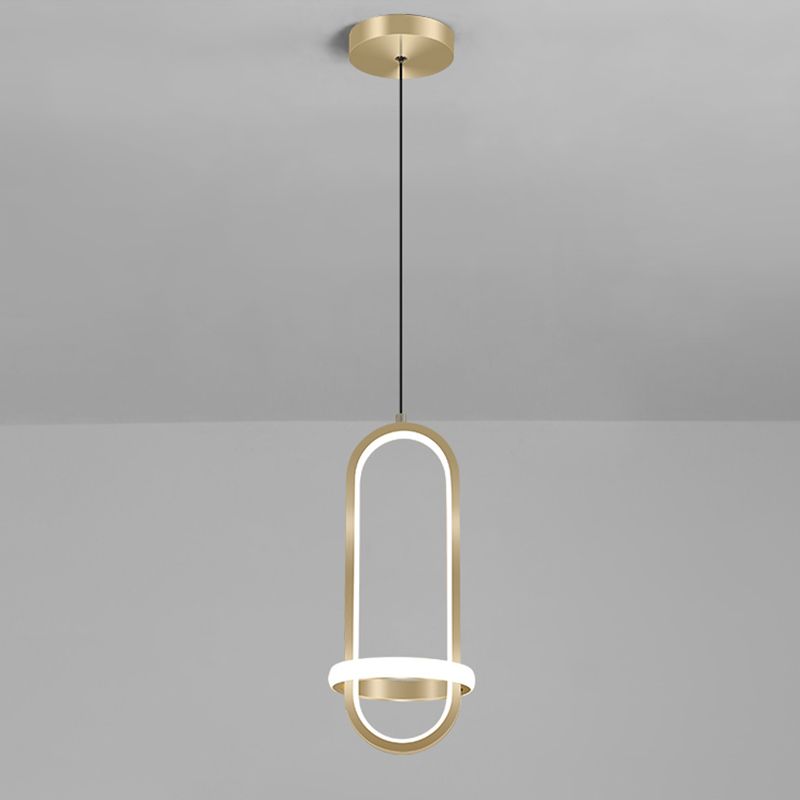 Led-in-stijl LED-hangende hanglamp geometrische hangende lamp met metalen schaduw