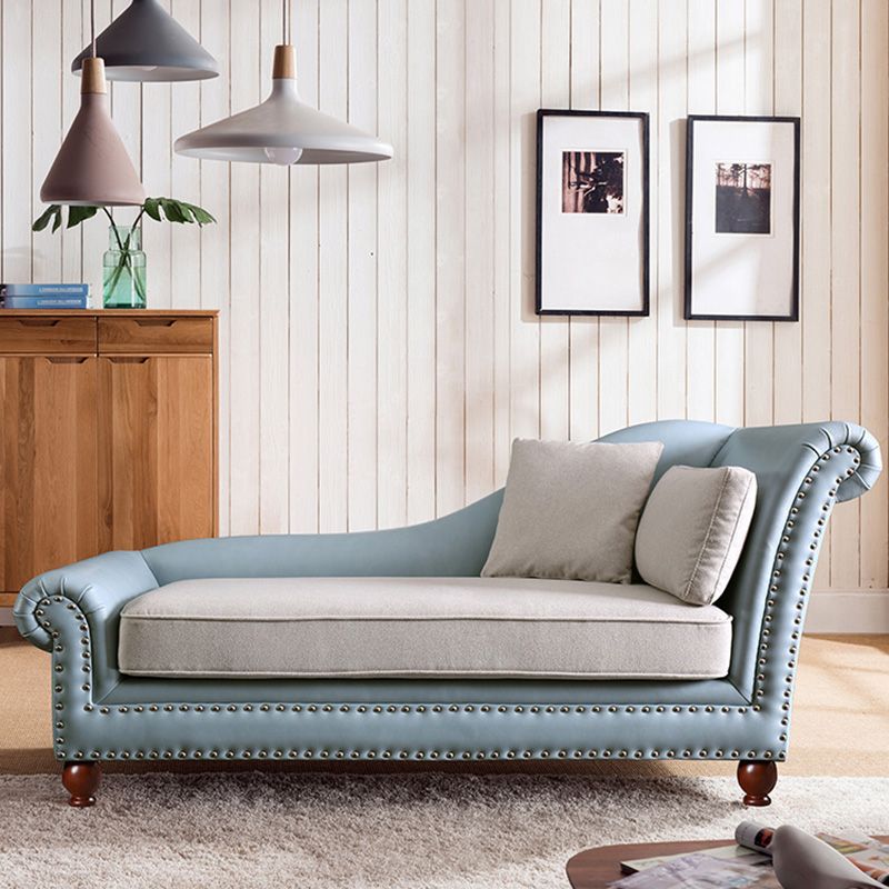 Traditional Chaise Lounge Faux Leather Chaise Lounge with Arm
