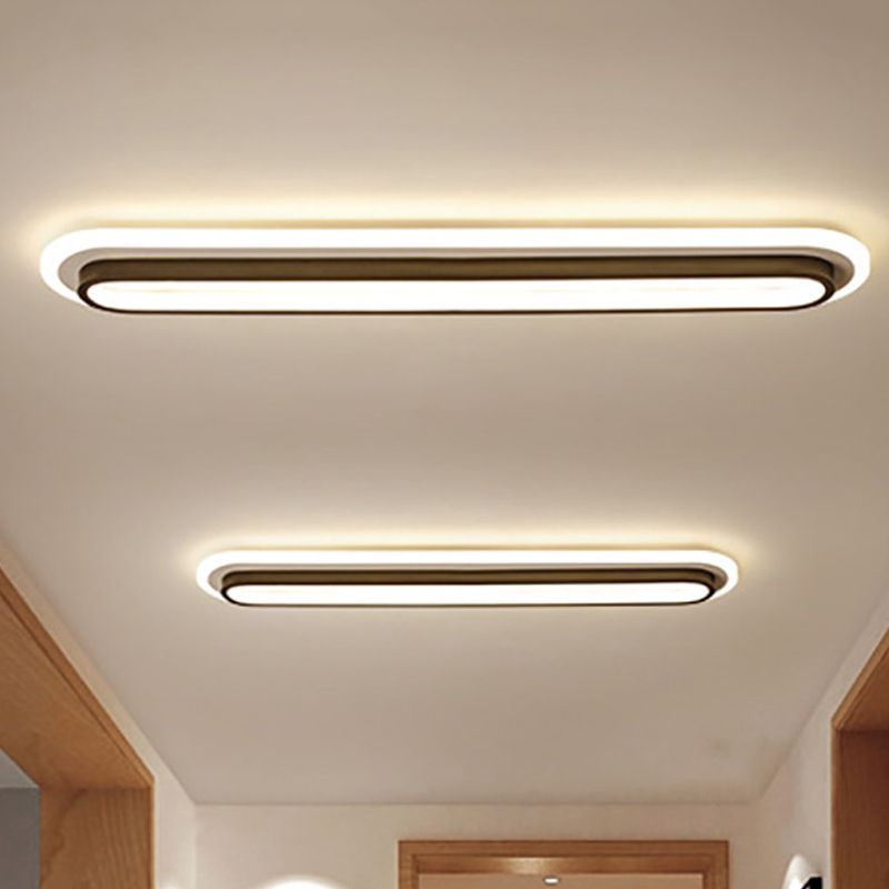 Lámpara de techo empotrada ovalada, lámpara de techo LED de metal contemporánea en blanco y negro con difusor acrílico en luz blanca/cálida, 19"/23"/31" de ancho
