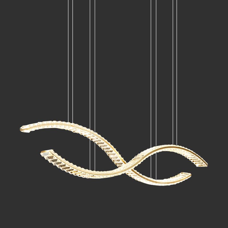 Modern Style Wave Shape Island Pendants Crystal Pendant Lights for Dining Room