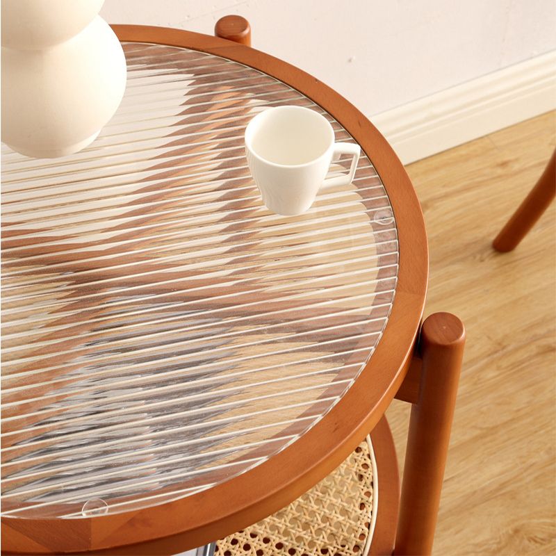 21.65" Tall Scandinavian Style Coffee Cocktail Table Wooden Round Coffee Table