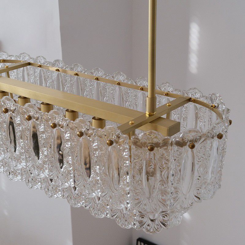 Shaded Island Lighting Fixture Minimalist-Style Glass Brass Island Pendant Light