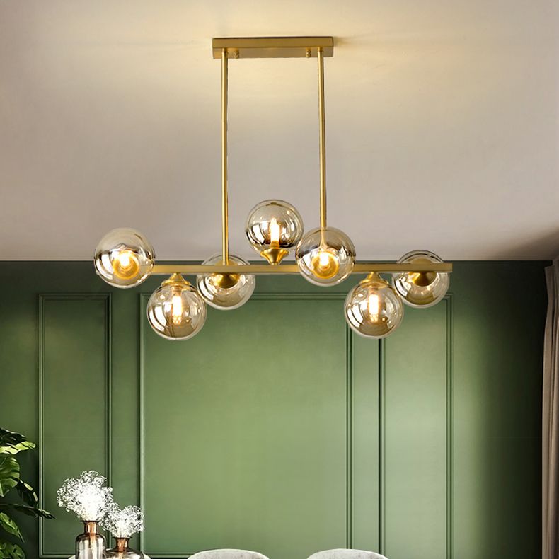 Zeitgenössische Anhänger Lichter Sphere Glass Island Beleuchtungsideen in Gold