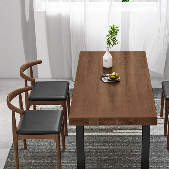 Industrial Style Wooden Dining Room Set with Rectangle Table and Metal Base Dining Table Furniture