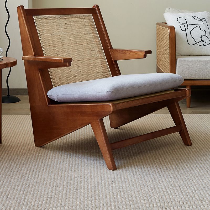 Solid Wood Frame Side Chair Arms Included Lounge Chair for Living Room