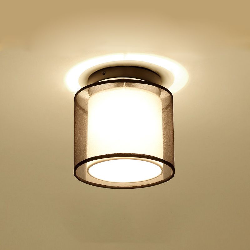 Plafonnier encastré en tissu chinois pour salon salle à manger bronze / noir