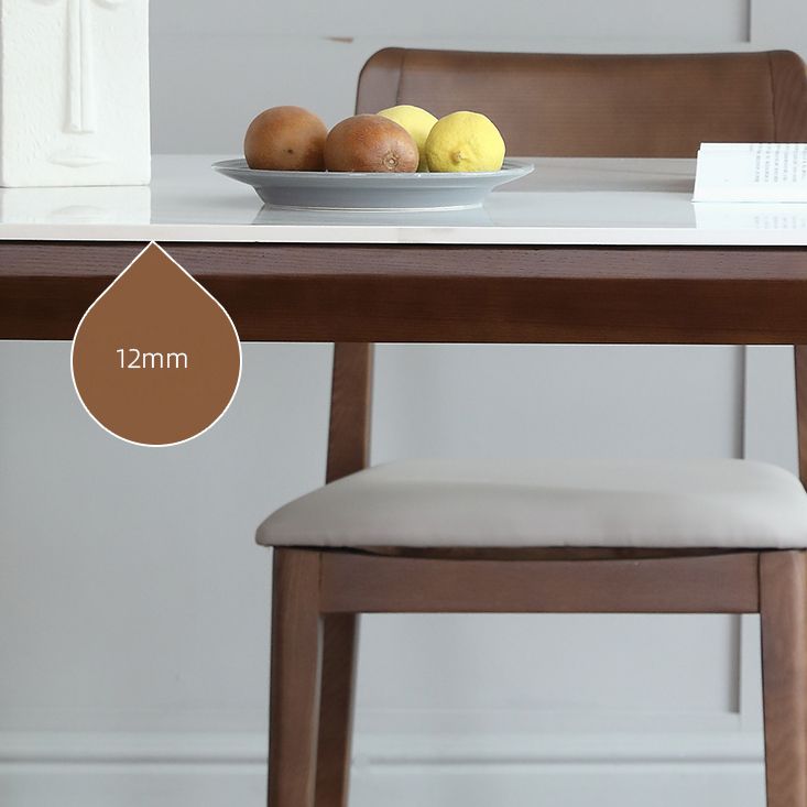 Rectangle 4 Legs Mid-Century Table White Fixed Table of Sintered Stone