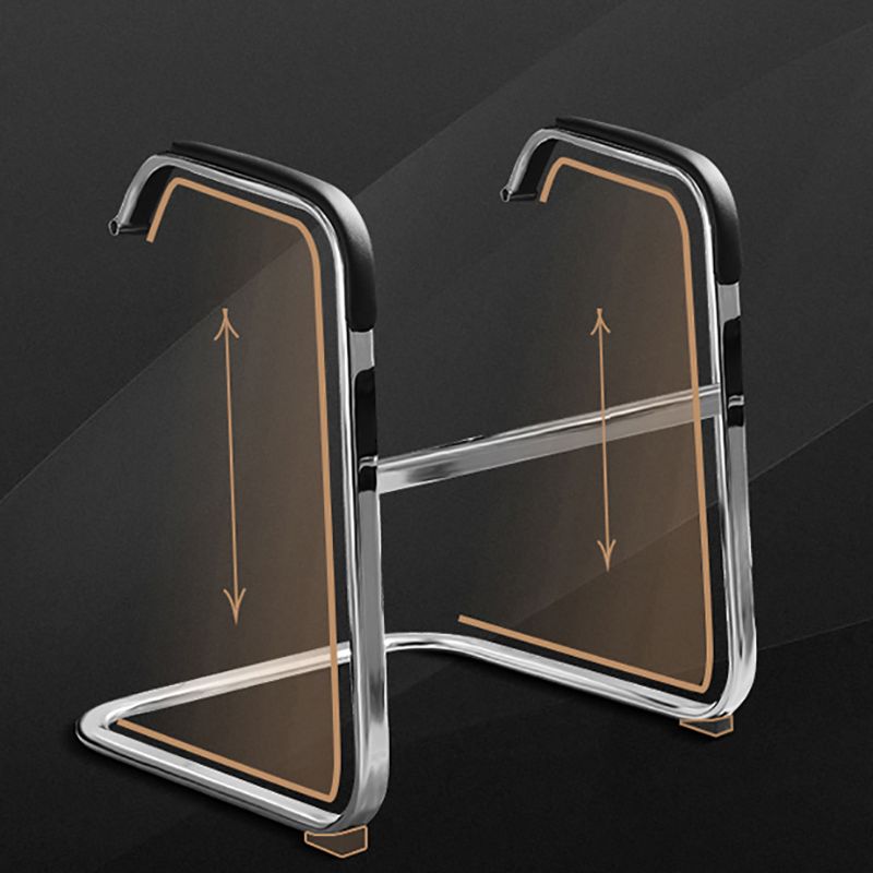 Modern Fixed Arms Conference Chair No Wheels Leather Management Office Chair