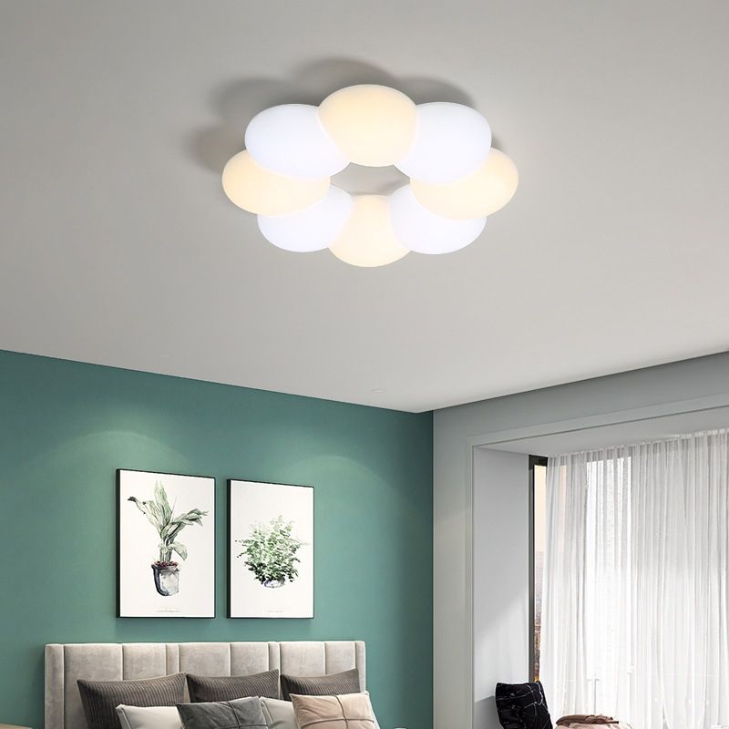 LED Ceiling Mount Light Modern Ceiling Light with Plastic Shade for Bedroom