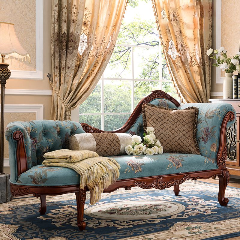 Upholstered Chaise Lounge Couch One Armed Lounge Solid Wood Chair