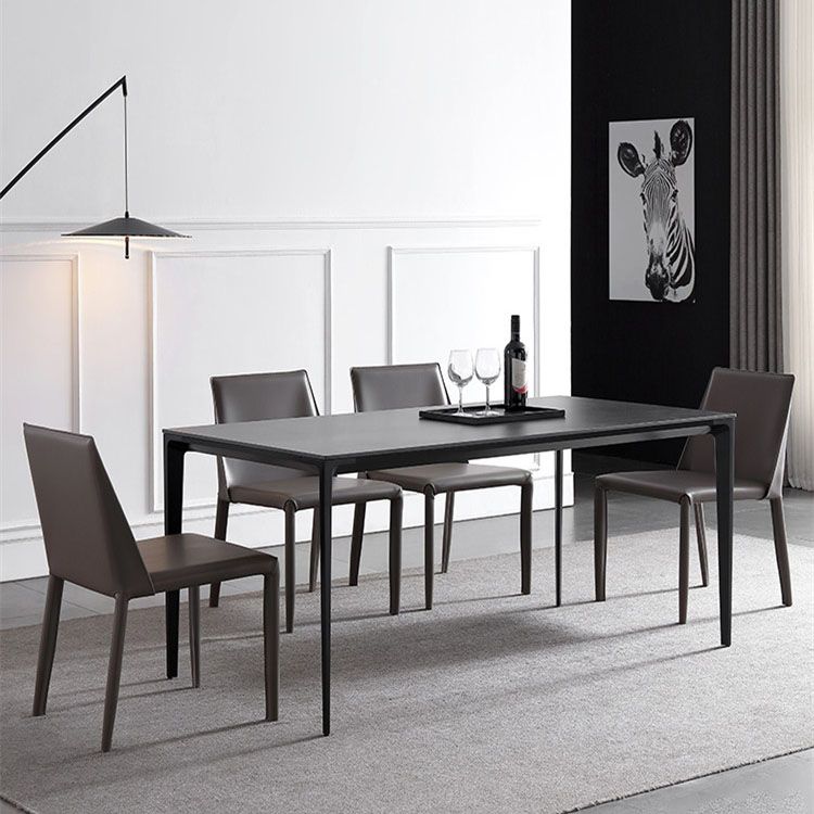 Modern 1/4/5/7 Pieces Black Dinette Set with Sintered Stone Top Rectangle Dining Table Set