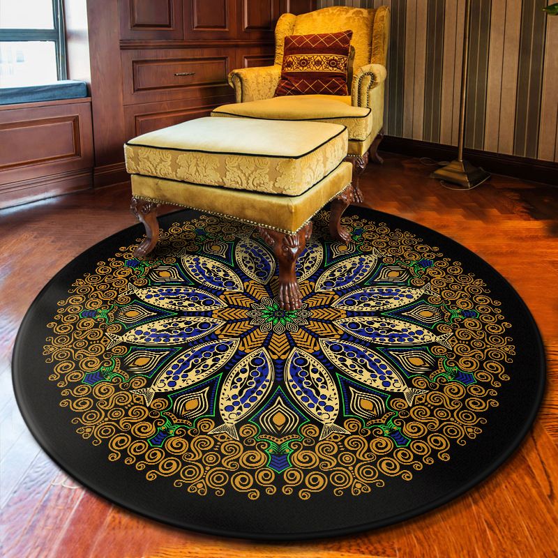 Multi Colored Flower Rug Polypropylene Moroccan Carpet Anti-Slip Backing Washable Stain Resistant Rug for Bedroom