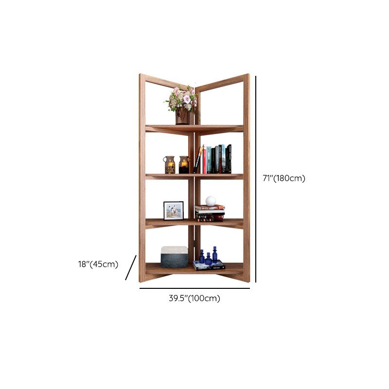 Open Back Folding Bookshelf Wood Contemporary Bookcase for Home