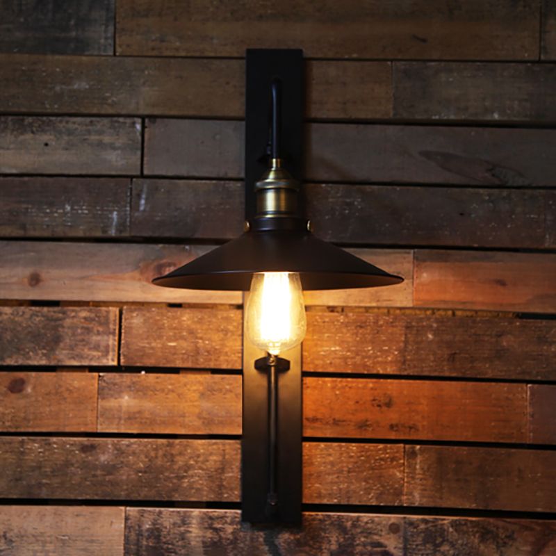 Accesorio de lámparas de pared de simplicidad industrial con sombra de metal para cafetería cafetería