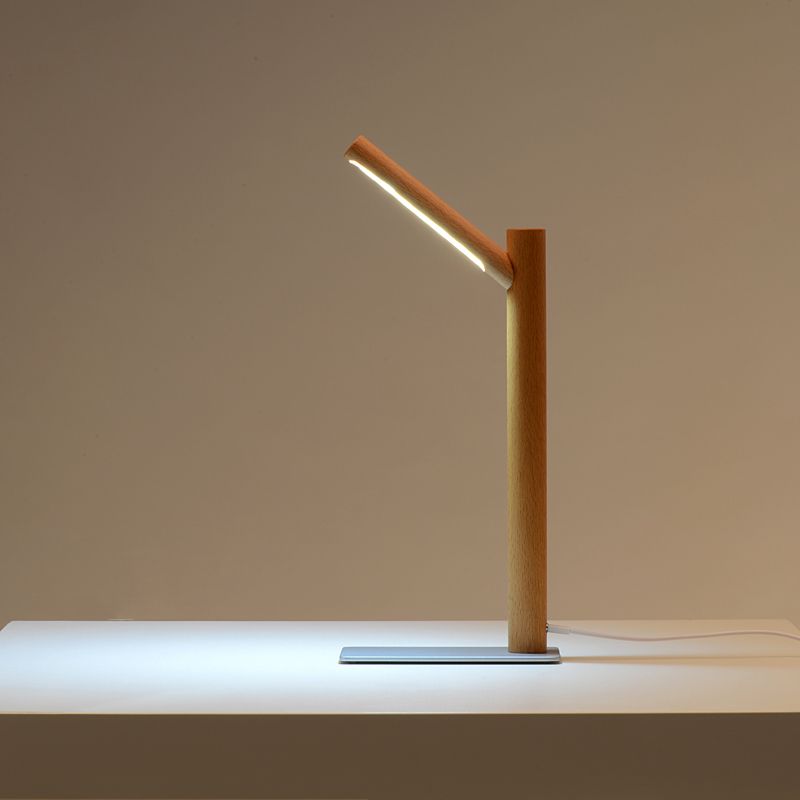Linear 1 Light Table Lamp Contemporary Wood Nightstand Lamps for Study Room