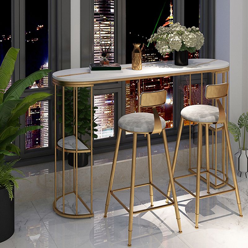 Modern Bar Pub Table Set 1/3 Pcs Metal Frame Bar Table and Upholstered Stools