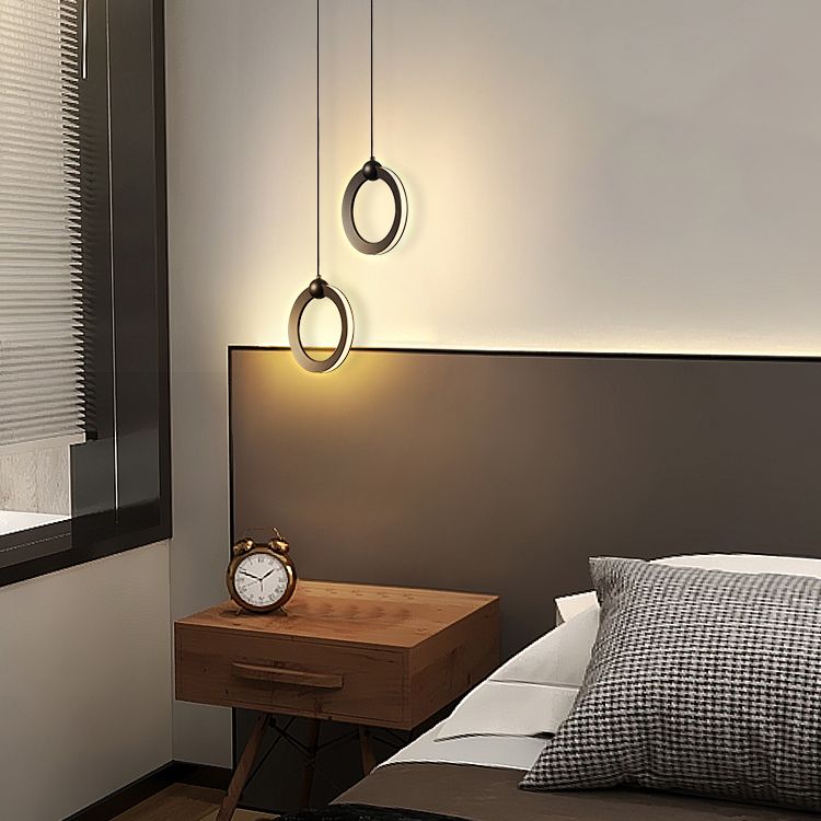 Acryl cirkelvormige LED -hangende lamp in moderne minimalistische stijl aluminium hanglamp voor slaapkamer