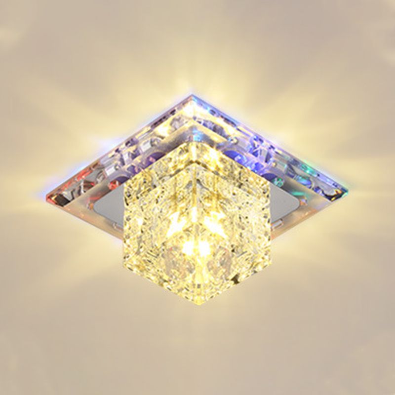 Plafonnier carré de style contemporain, plafonnier en cristal avec trou de 2 à 3.5 pouces de diamètre