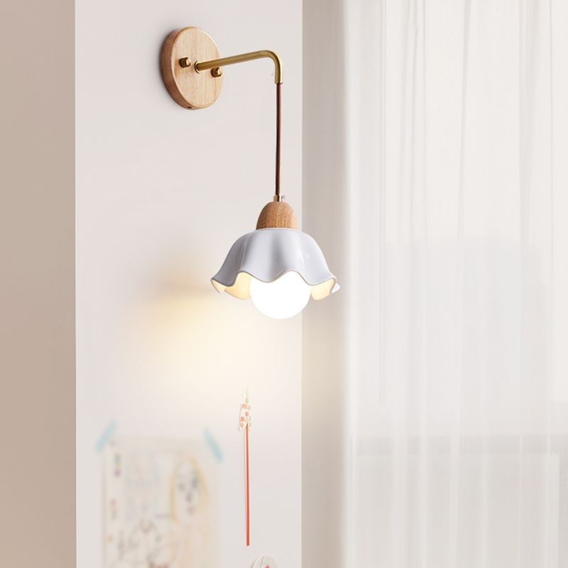 Modern Wooden Wall Mount Light 1-Light Wall Light for Living Room