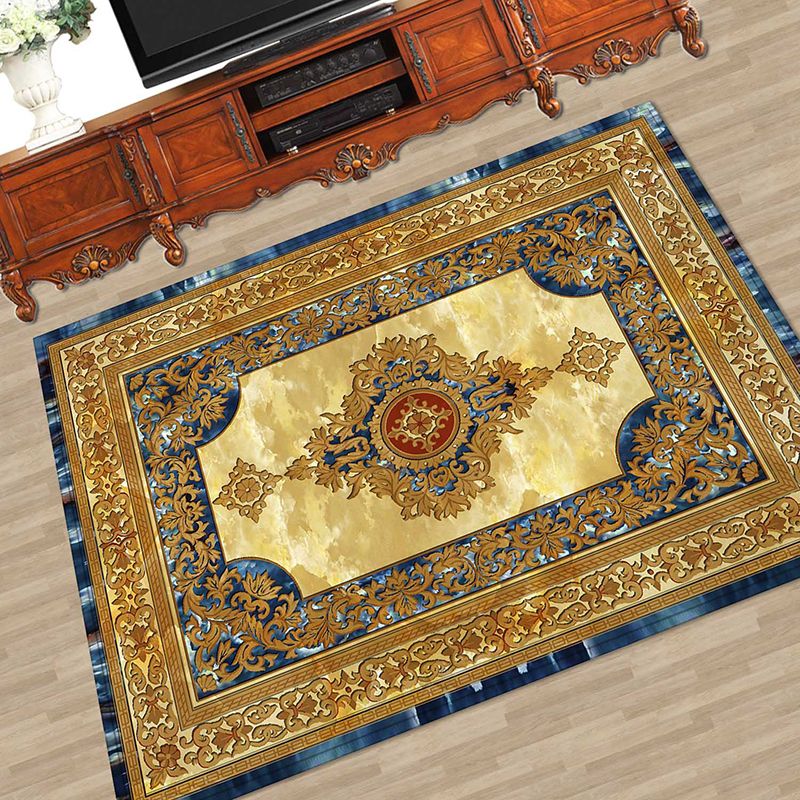 Novelty Floral Printed Rug Multi Color Polyster Area Carpet Anti-Slip Pet Friendly Washable Indoor Rug for Living Room