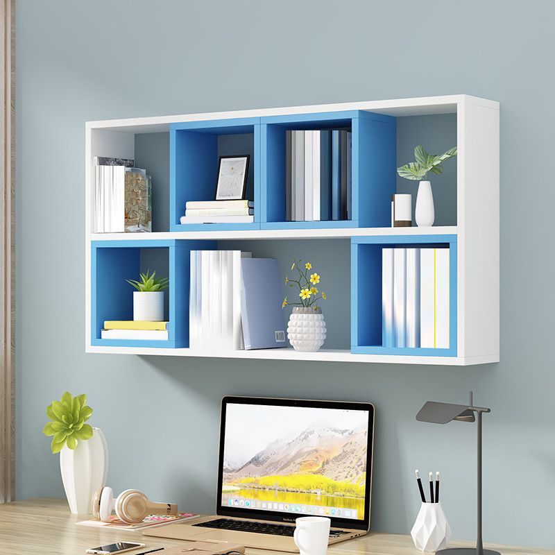 Modern Engineered Wood Book Shelf Wall Mounted Closed Back Shelf Bookcase for Home