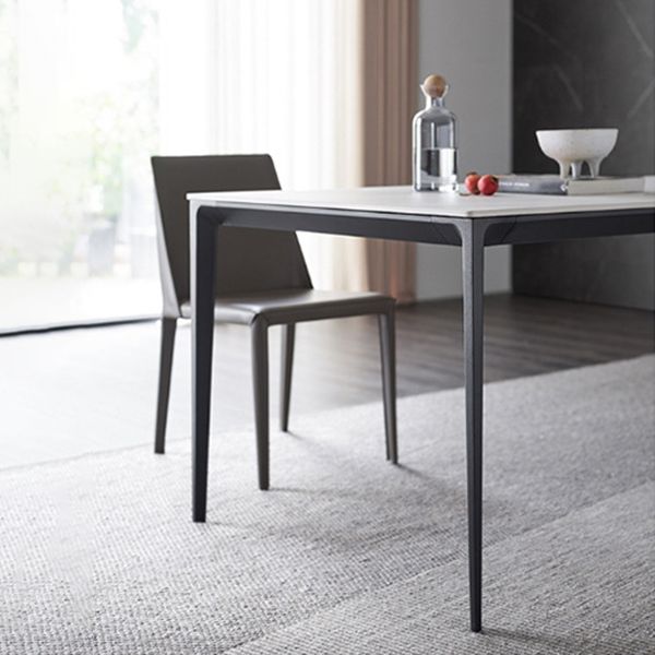 Stone Top Dining Table Contemporary Dining Table with 4 Black Legs