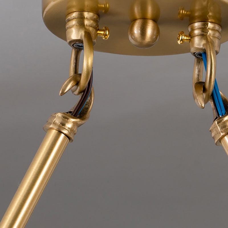 Moderne Kupfer Island Lights Multi-Head-Restaurant Hängende Lampen mit Globe Glass Shade