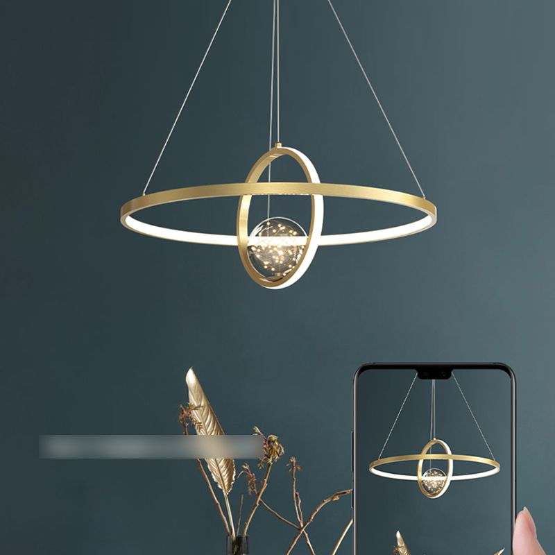 Moderne ring kroonluchter verlichtingsarmaturen multidichte restaurant hangende lamp met bol schaduw
