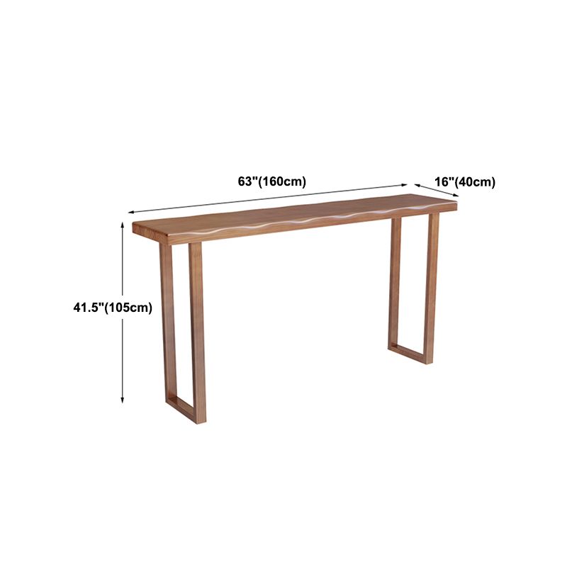 Modern Solid Wood Bar Table Brown Rectangle Bar Height Cocktail Table with Sled Base