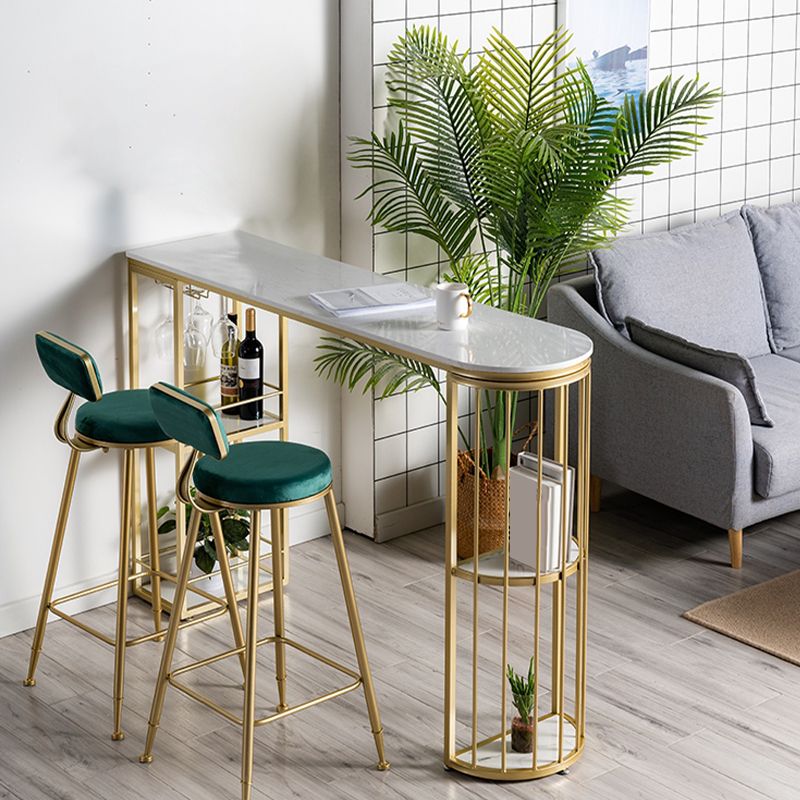 Marble Bar Table Double Pedestal Dining Table for Kitchen Living Room