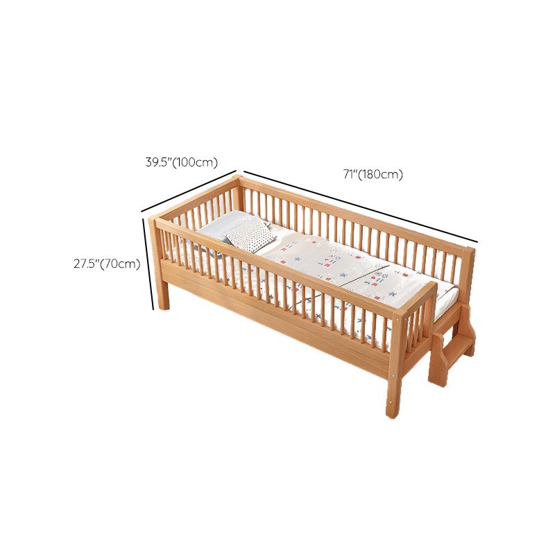 Solid Wood Contemporary Washed Nursery Bed with Guardrail for Bedroom