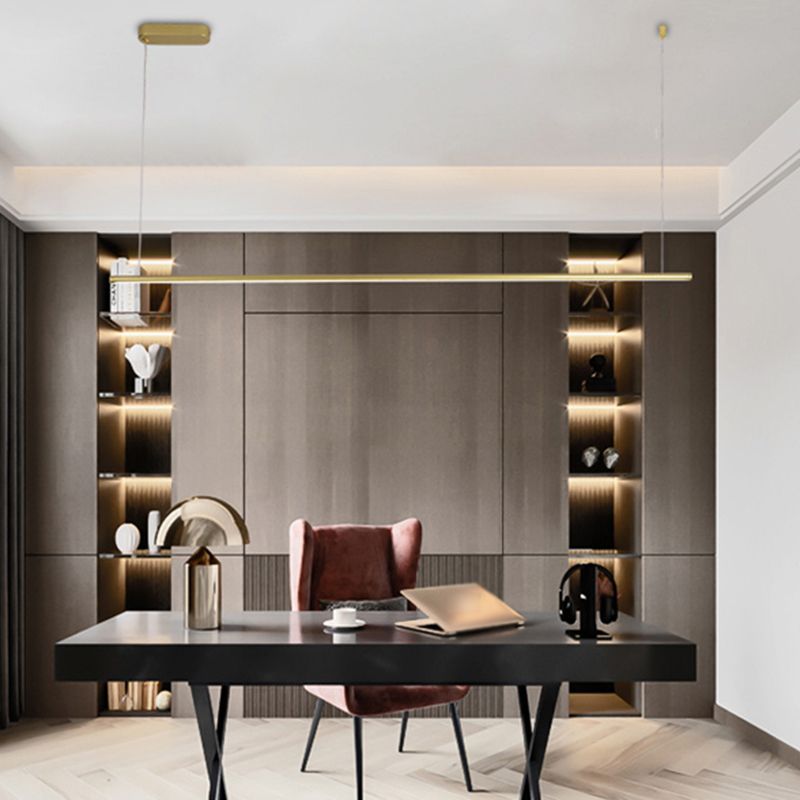 1 Light Linear Island Light Fixture Modernism Metal Island Pendant Lights for Office