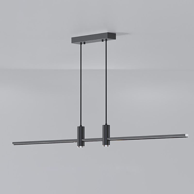Modern Linear Island Light Fixtures 3-Head Restaurant Hanging Lamp with Silica Gel Shade