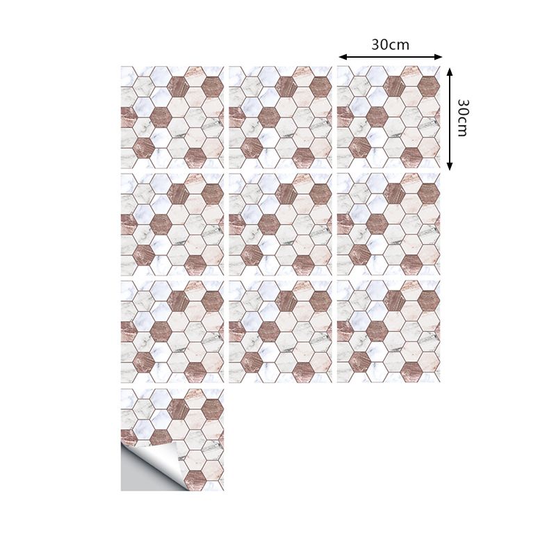 Modern Honeycombs Stick Wallpaper Panel 10 Pieces Marble Wall Covering for Kitchen