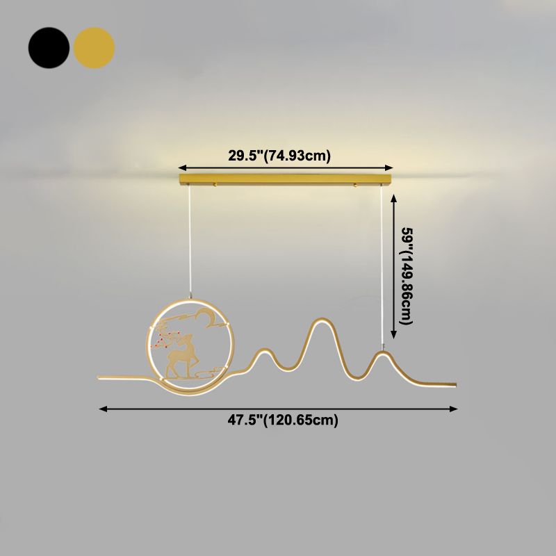 Linear Shape Island Lights Modern Style Metal Two Light Pendant Light Fixtures