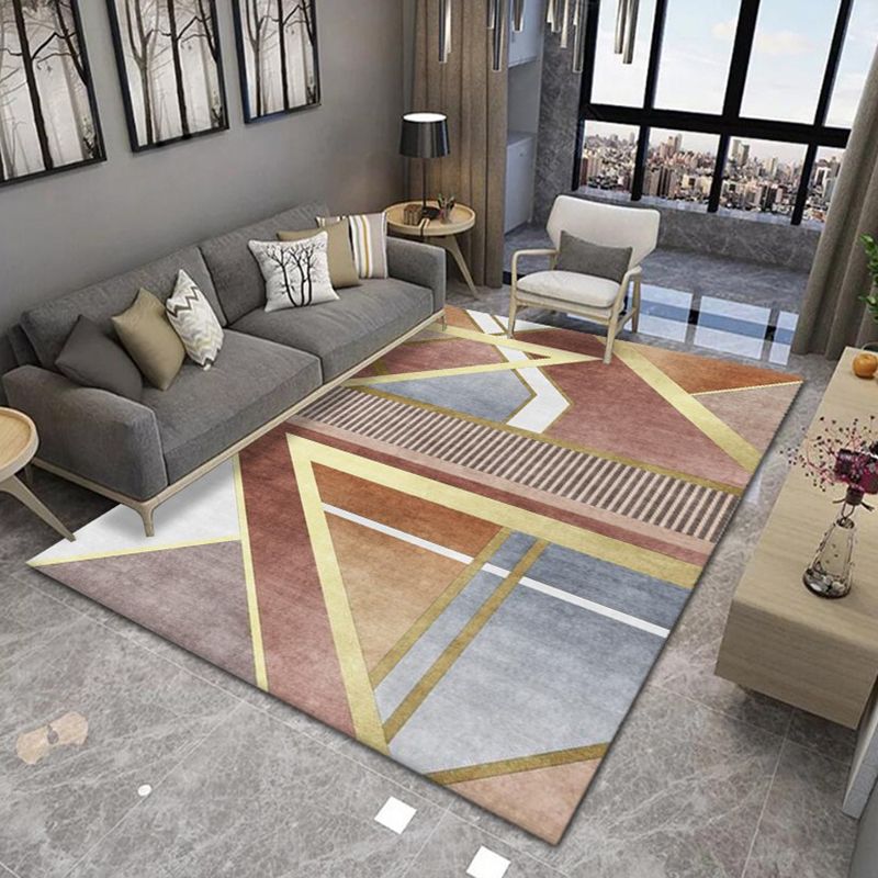 Light Orange Modern Rug Color Piece Polyester Rug Tear Resistant Rug for Living Room