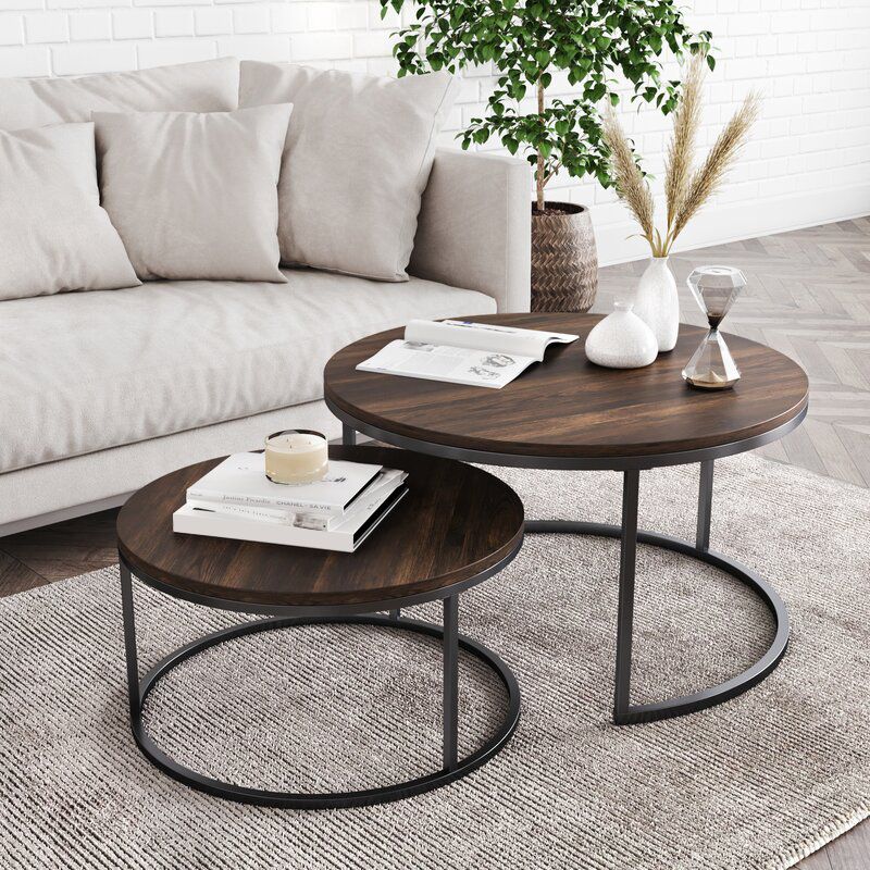 Contemporary Coffee Table Solid Wood Round Coffee Cocktail Table