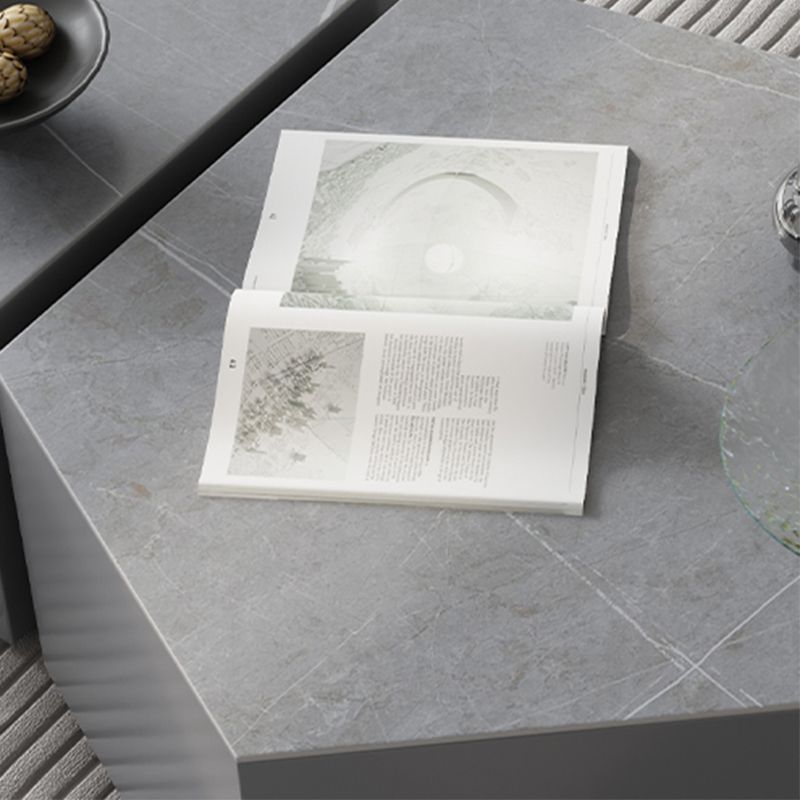 13"H Contemporary Coffee Table Grey Coffee Cocktail Table with Drawer