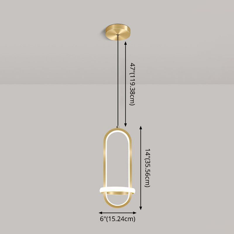 Simplicity Style Geometric Ceiling Pendant Light Metal LED Bedroom Pendant Light Kit
