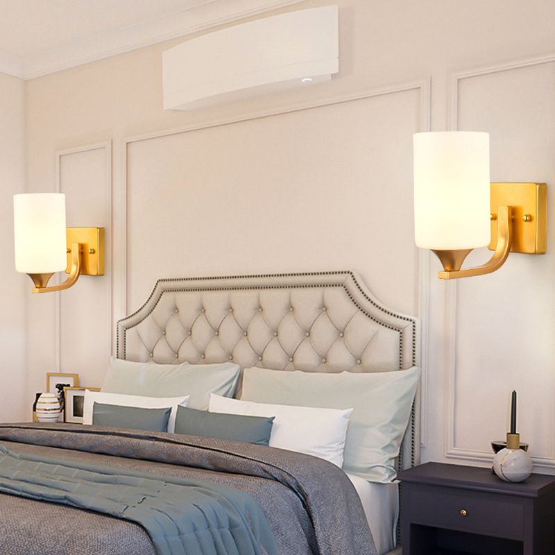 Modern Vanity Lighting Metal Wall Light Fixture in Gold for Bathroom