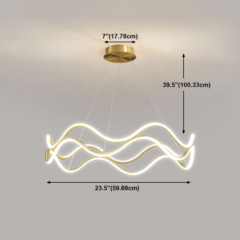 Lámparas de lámparas de araña simples doradas lámparas de araña colgantes lineales para sala de estar