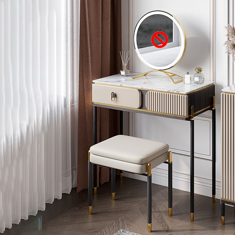 Glam 29.5" Height Slate Table Top Makeup Vanity Set with Drawer