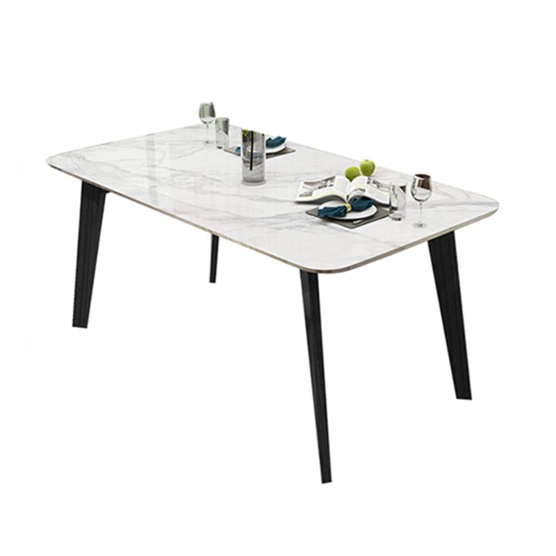 Marble White Tone Dining Table Simplicity 4 Legs Table for Dining Room