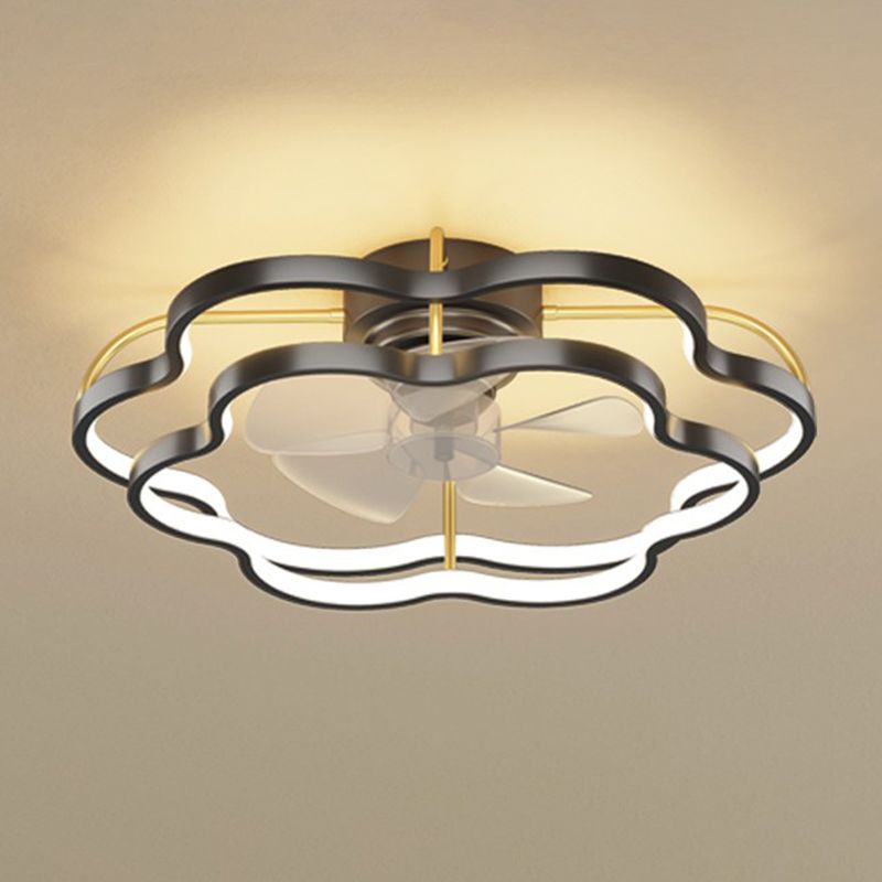 Geometric Shape Metal Ceiling Fans Modern Multi-Lights Ceiling Fan Lamp