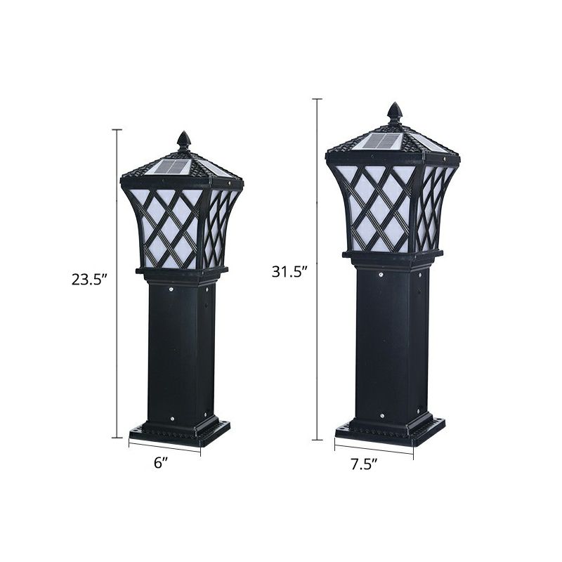 Vintage Pagoda Solar Ground Lighting Metal LED Pathway Light in Black for Courtyard
