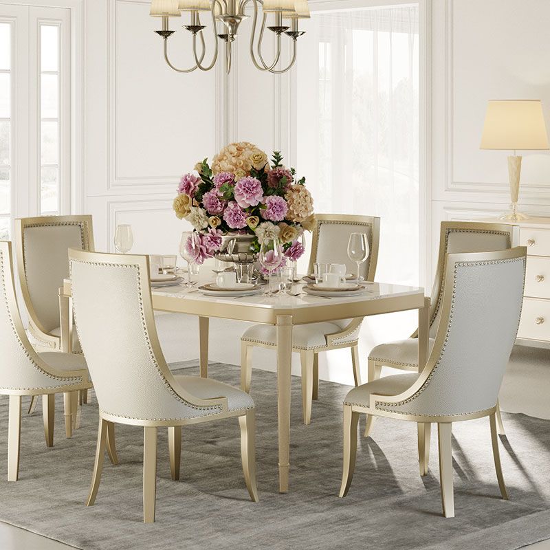 Solid Wood Mid-Century Modern Rectangle Table Sintered Stone Dining Table with 4 Legs